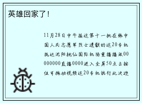 英雄回家了！